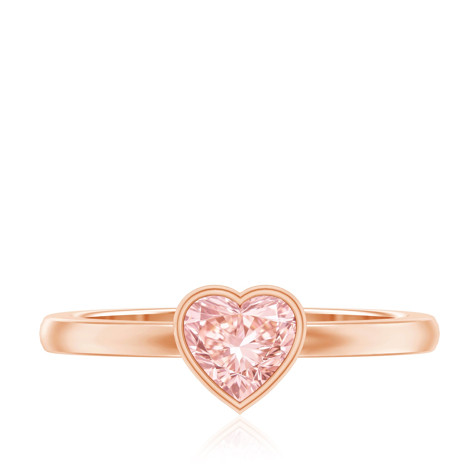 Rosec Jewels-Bezel Set Lab Grown Pink Diamond Solitaire Promise Ring