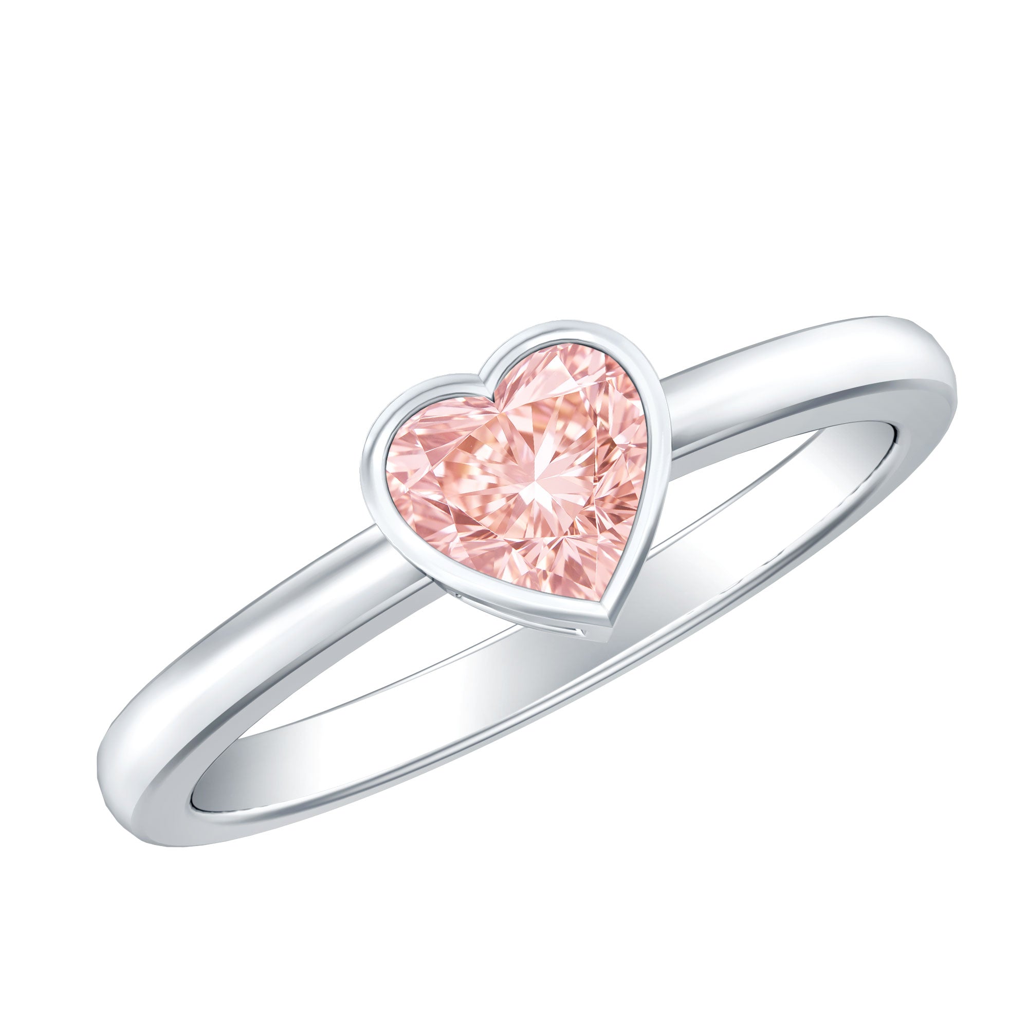 Rosec Jewels-Bezel Set Lab Grown Pink Diamond Solitaire Promise Ring