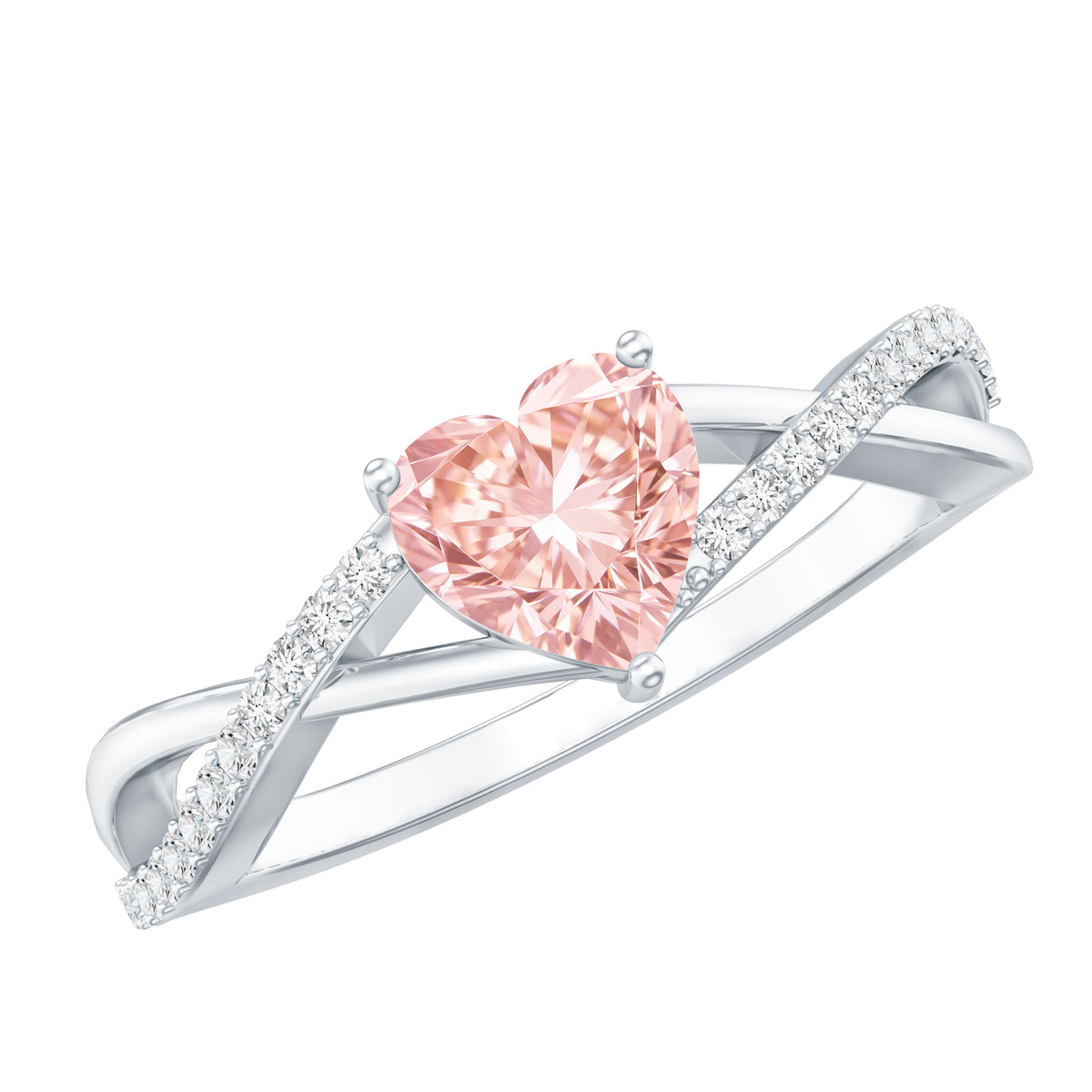 IGI Certified 1 CT Heart Shaped Lab Grown Pink Diamond Infinity Engagement Ring Fancy Pink - VS1 - Rosec Jewels