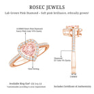 Rosec Jewels-Heart Shape 1 CT Lab Grown Pink White Diamond Halo Engagement Ring