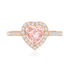 Rosec Jewels-Heart Shape 1 CT Lab Grown Pink White Diamond Halo Engagement Ring