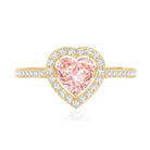 Rosec Jewels-Heart Shape 1 CT Lab Grown Pink White Diamond Halo Engagement Ring