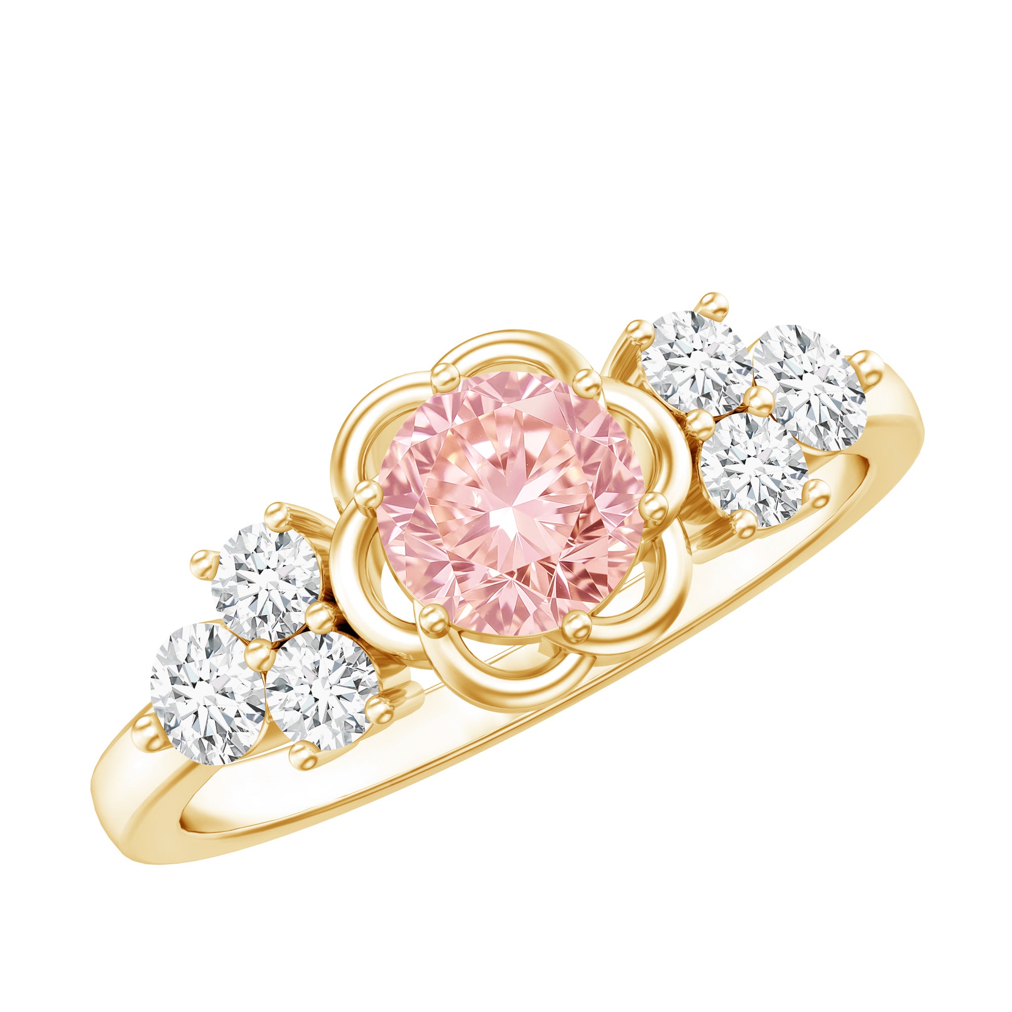 Nature Inspired Lab Grown Pink Diamond Flower Engagement Ring with IGI Certificate E-VS1 - Rosec Jewels