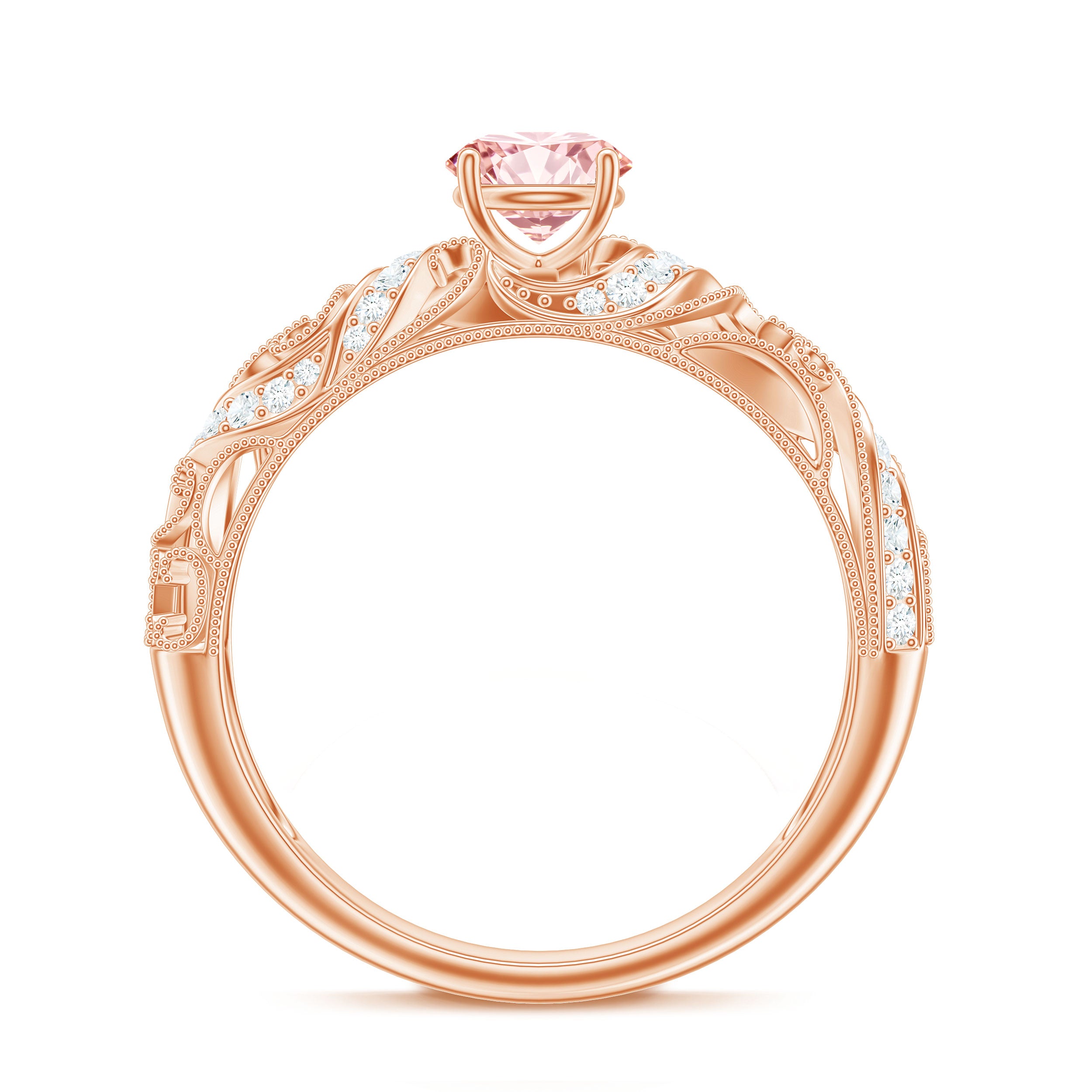 Rosec Jewels-Lab Grown Pink Diamond Vintage Inspired Engagement Ring