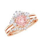 Certified Lab Grown Pink White Diamond Trio Wedding Ring Set VVS - Rosec Jewels
