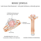 Certified Lab Grown Pink White Diamond Trio Wedding Ring Set VVS - Rosec Jewels