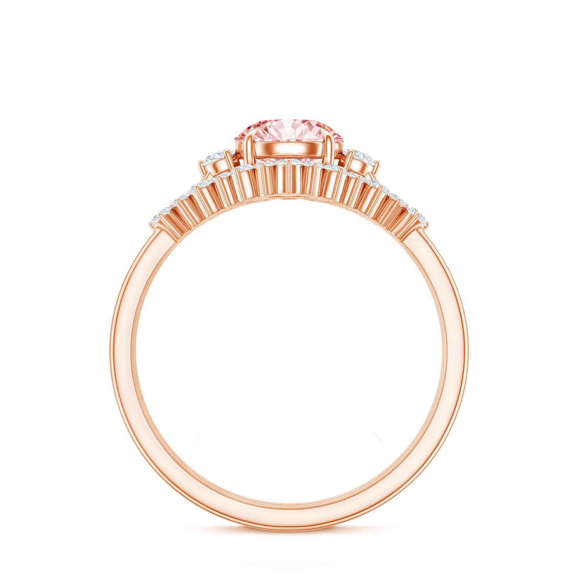 Rosec Jewels-Certified Lab Grown Pink White Diamond Trio Wedding Ring Set