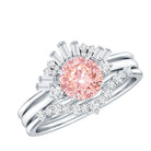 Certified Lab Grown Pink White Diamond Trio Wedding Ring Set VVS - Rosec Jewels