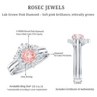 Certified Lab Grown Pink White Diamond Trio Wedding Ring Set VVS - Rosec Jewels