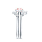 Certified Lab Grown Pink White Diamond Trio Wedding Ring Set VVS - Rosec Jewels