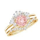 Certified Lab Grown Pink White Diamond Trio Wedding Ring Set VVS - Rosec Jewels