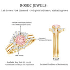 Certified Lab Grown Pink White Diamond Trio Wedding Ring Set VVS - Rosec Jewels