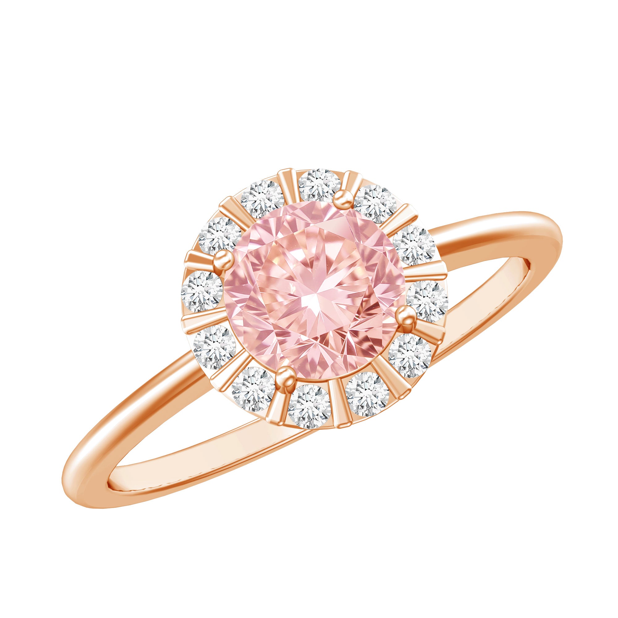 Fancy Intense Pink Lab Grown Diamond Halo Engagement Ring