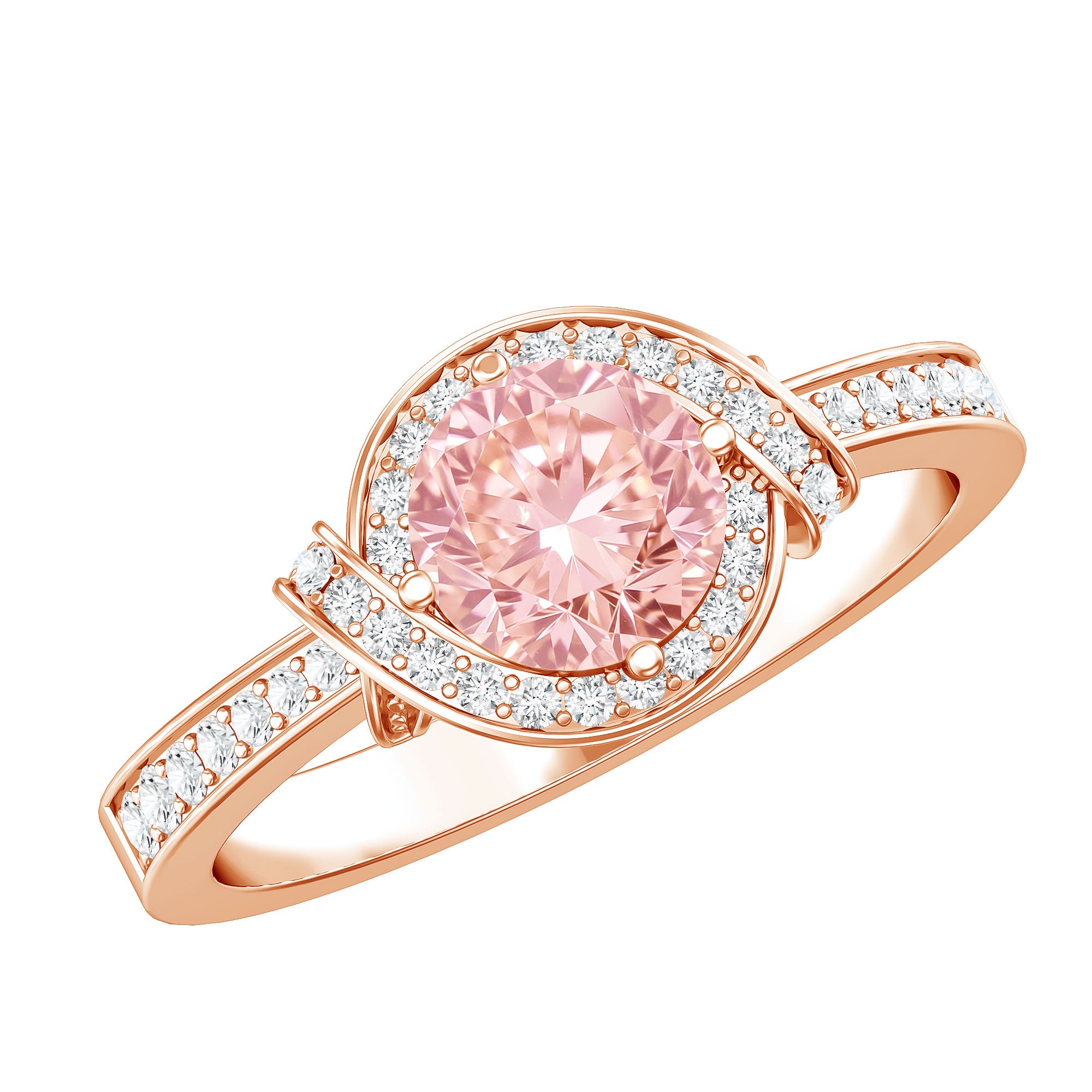 Lab Grown Pink Diamond Halo Engagement Ring for Women