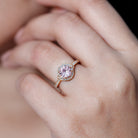 IGI Certified Lab Grown Pink Diamond Halo Engagement Ring for Women Fancy Pink - VS1 - Rosec Jewels
