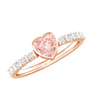 Rosec Jewels-1 CT Lab Grown Pink Diamond Heart Engagement Ring with Side Stones