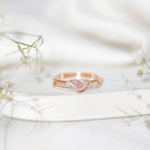 IGI Certified Lab Grown Pink Heart Engagement Ring With Diamond Wedding Band Fancy Pink - VS1 - Rosec Jewels
