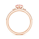 Rosec Jewels-Lab Grown Pink Heart Engagement Ring With Diamond Wedding Band