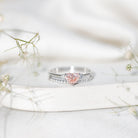 IGI Certified Lab Grown Pink Heart Engagement Ring With Diamond Wedding Band Fancy Pink - VS1 - Rosec Jewels