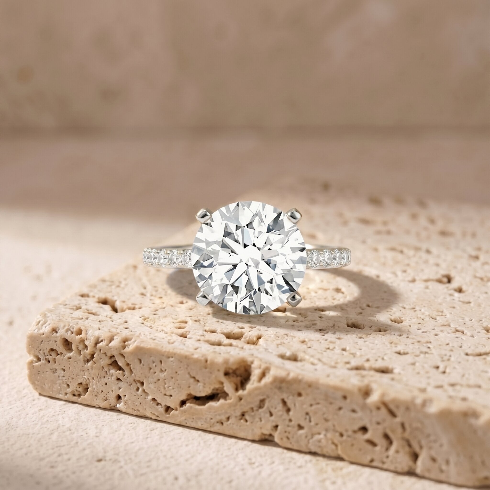 IGI Certified 3 Carat Lab Grown Diamond Statement Ring for Women Lab - ( E-VS1 ) - Rosec Jewels