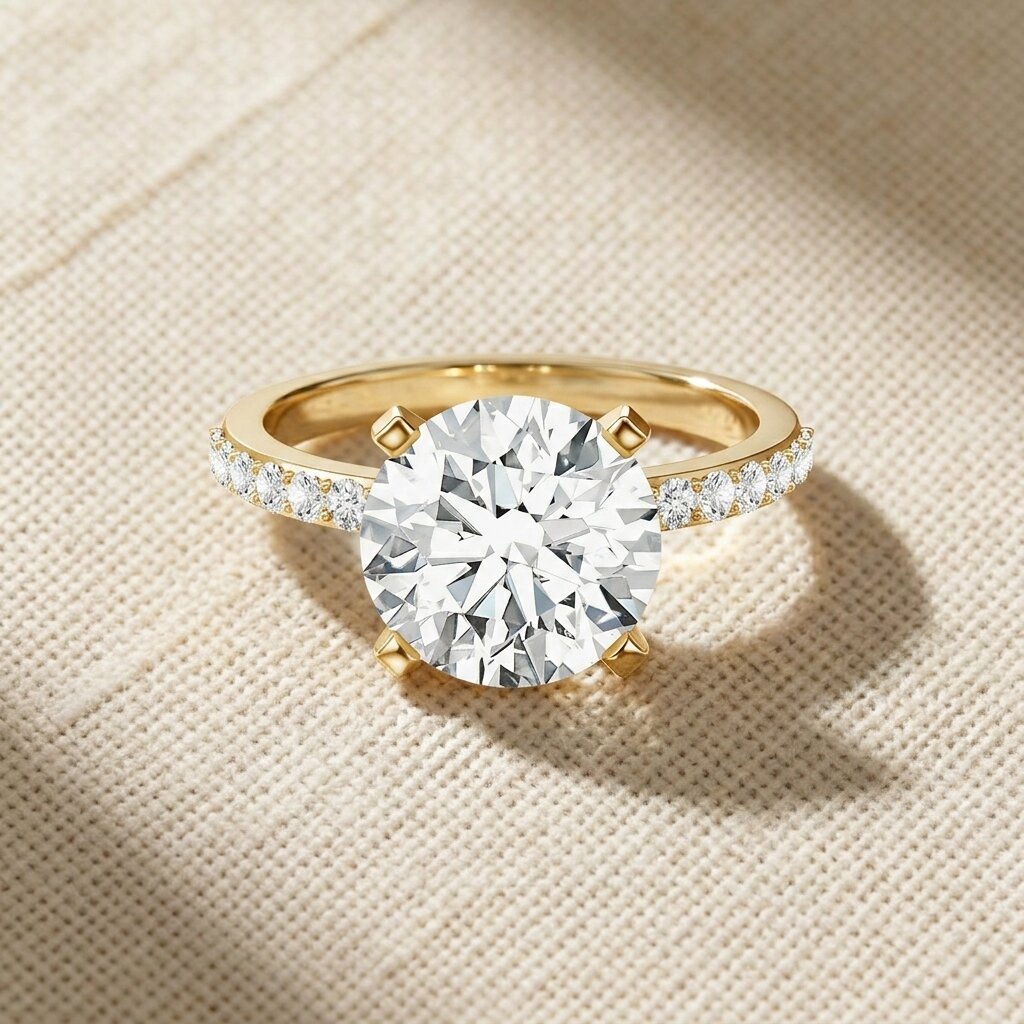 Lab Grown 4 Carat Diamond Solitaire Engagement Ring with IGI Certificate Lab - ( E-VS1 ) - Rosec Jewels