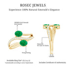 Natural Certified Emerald Two Stone Engagement Ring with Diamonds AAA - Rosec Jewels