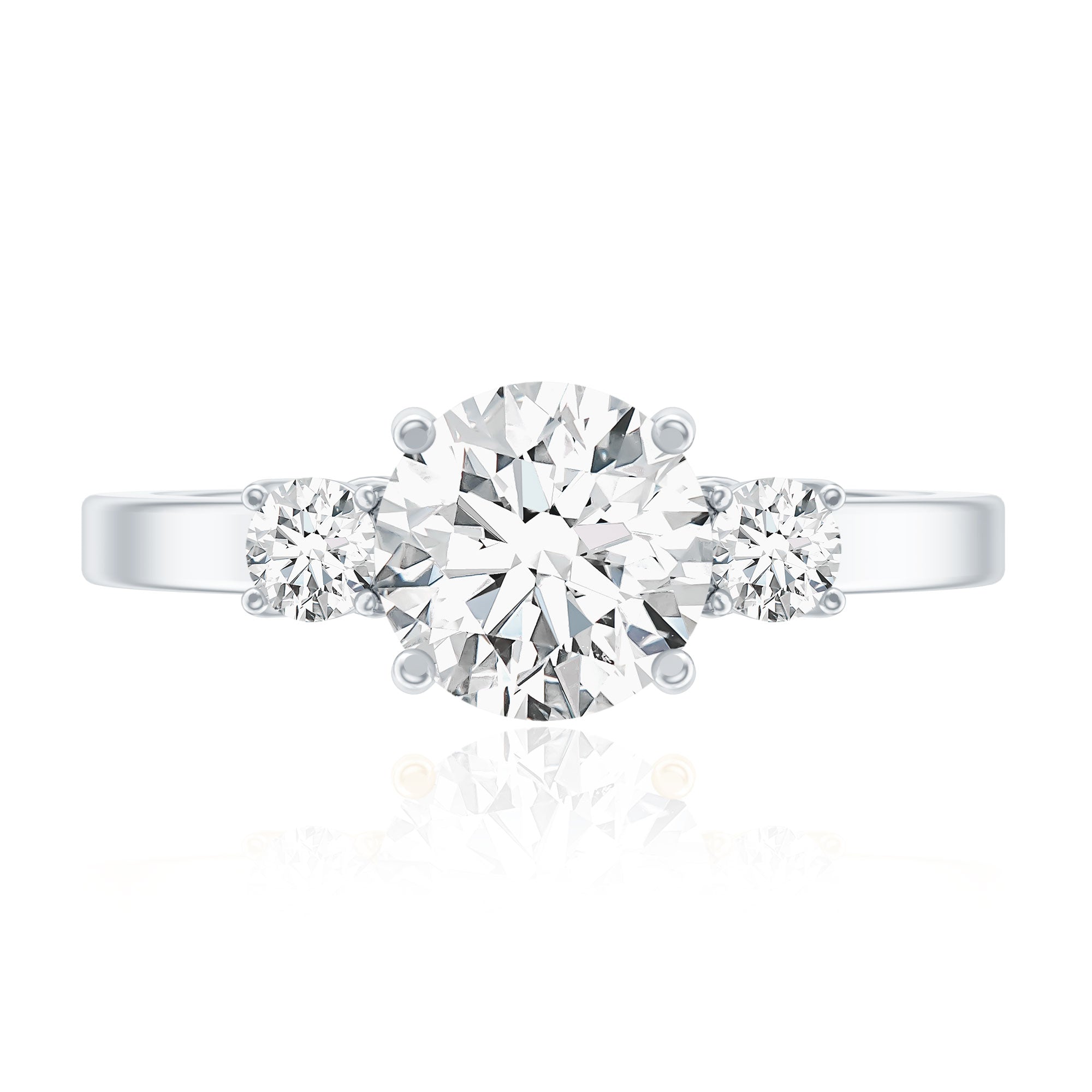 Rosec Jewels-Moissanite Three Stone Round Engagement ring