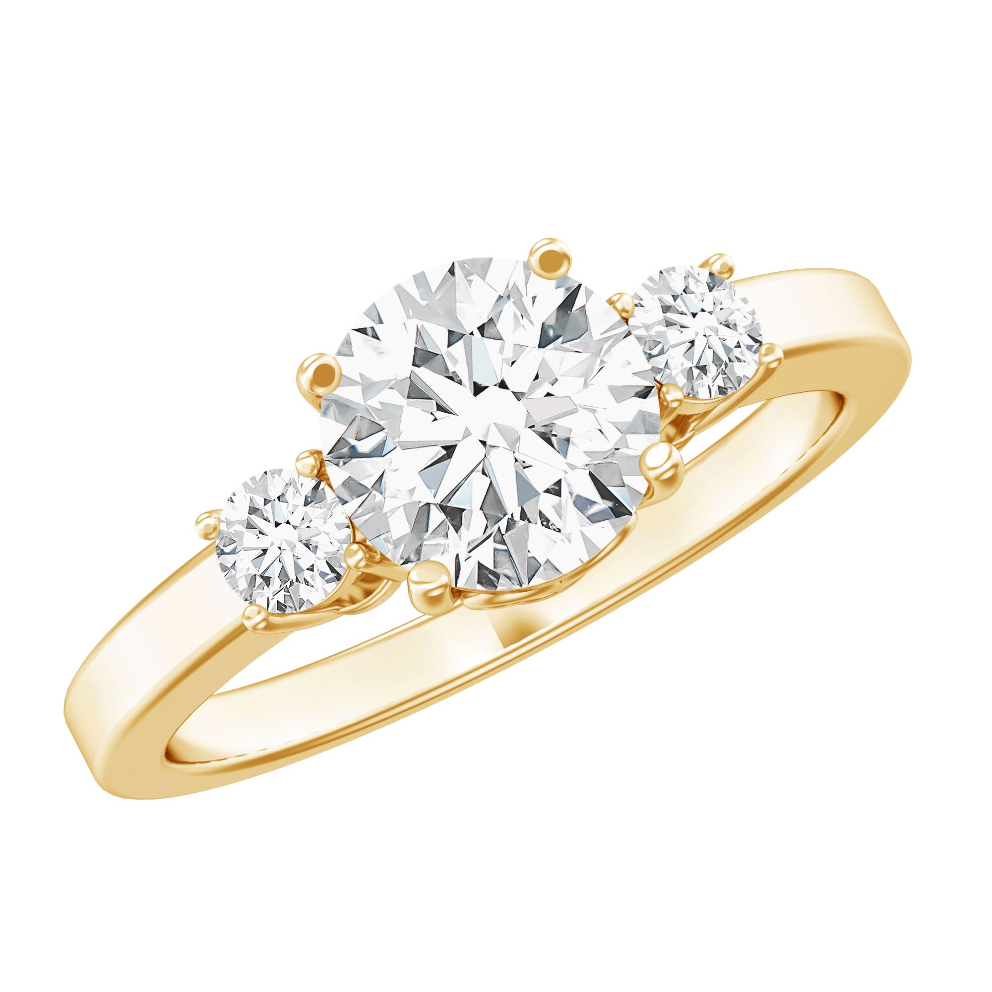 Rosec Jewels-Moissanite Three Stone Round Engagement ring