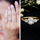 Moissanite Three Stone Round Engagement ring D-VS1 - Rosec Jewels