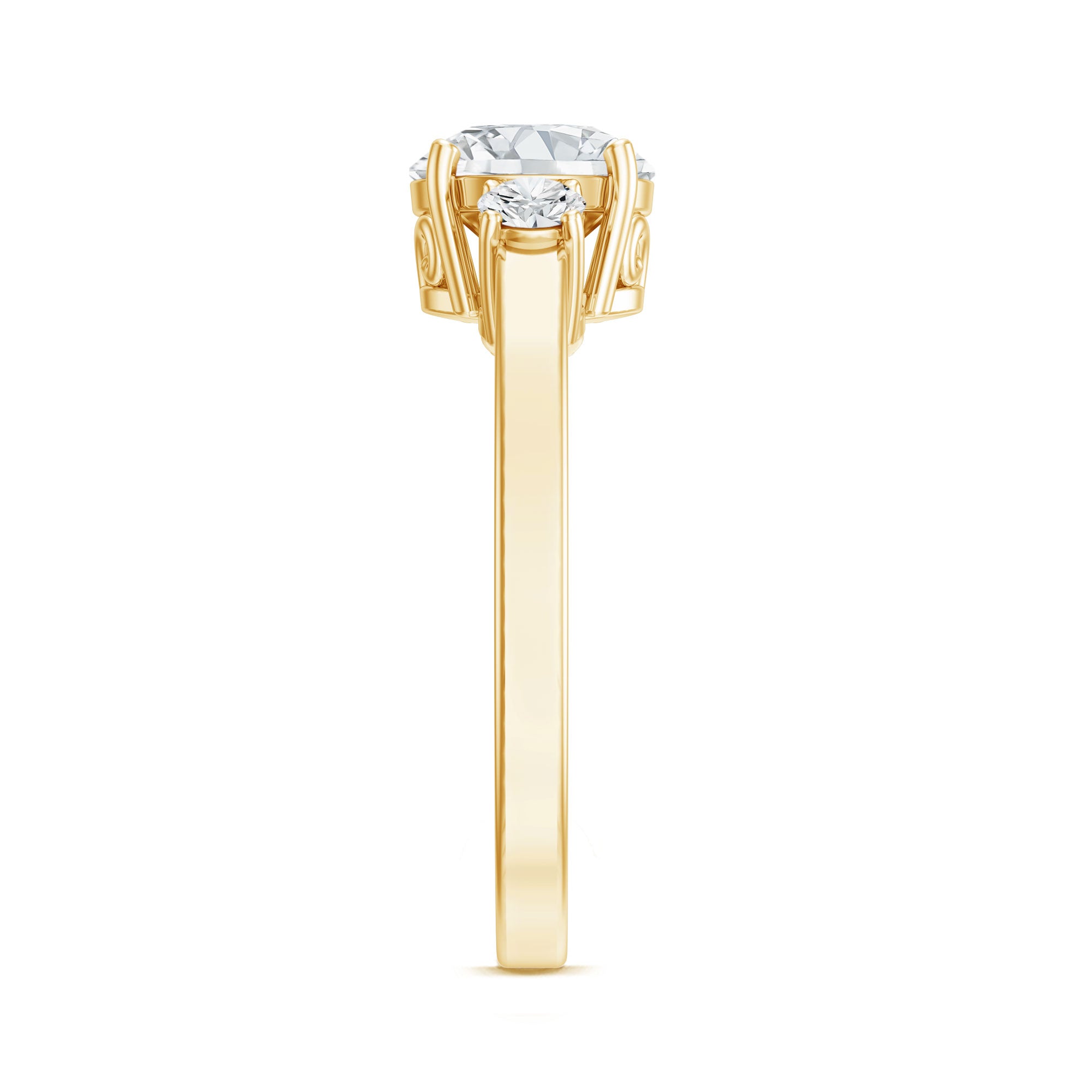 Rosec Jewels-Moissanite Three Stone Round Engagement ring