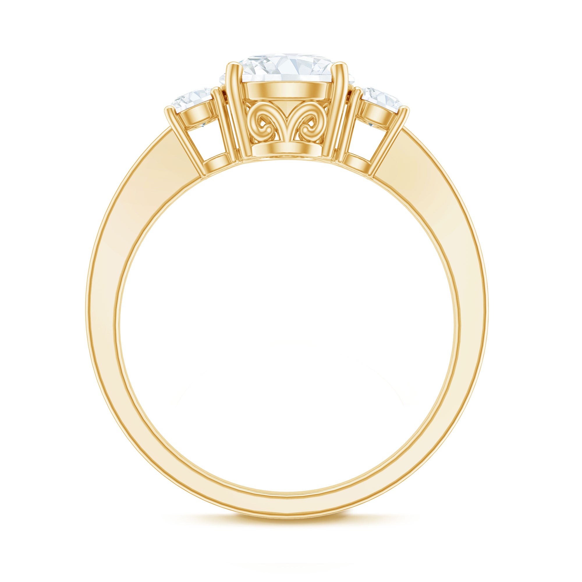 Rosec Jewels-Moissanite Three Stone Round Engagement ring