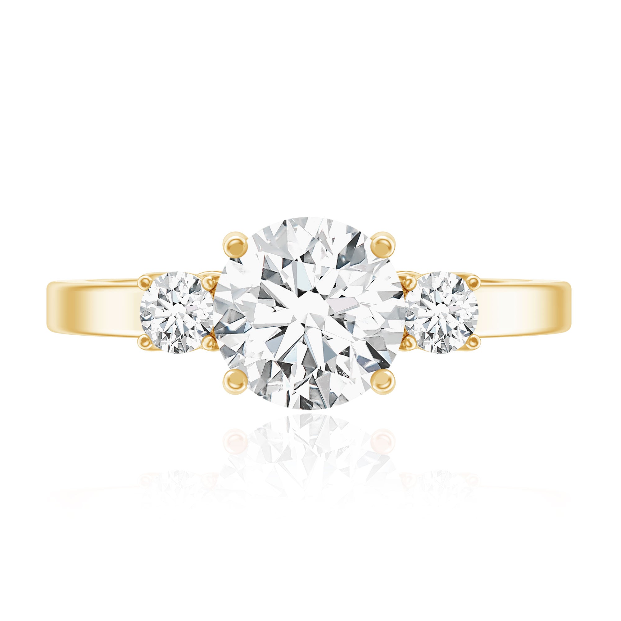 Rosec Jewels-Moissanite Three Stone Round Engagement ring