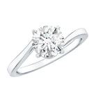 Certified Moissanite Solitaire Engagement Ring with Bypass Shank D-VS1 - Rosec Jewels