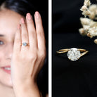 Certified Moissanite Solitaire Engagement Ring with Bypass Shank D-VS1 - Rosec Jewels