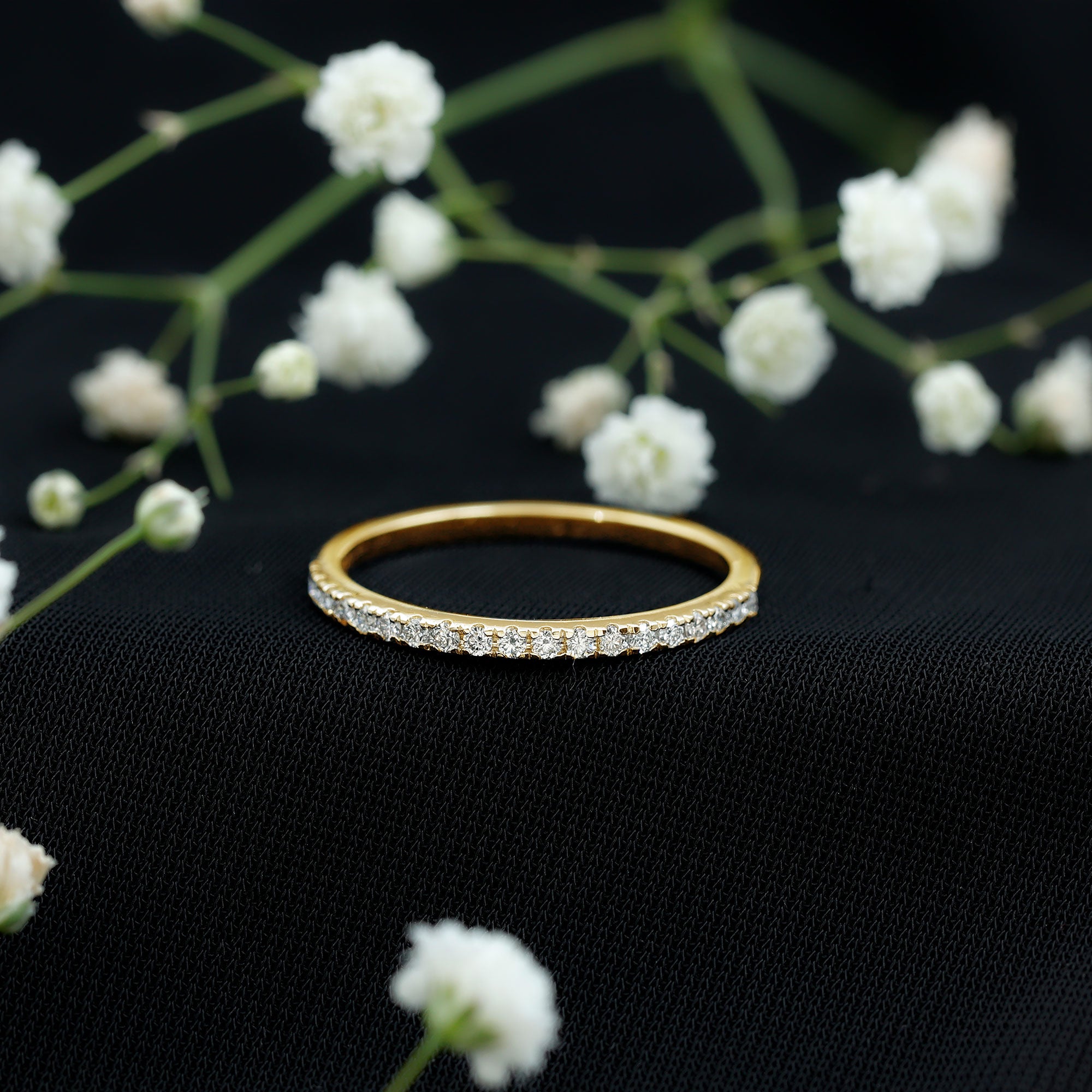 French Pave Diamond Eternity Wedding Ring Natural - ( HI-SI ) - Rosec Jewels