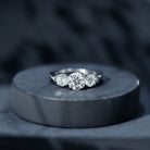 3 Stone Round Moissanite Crossover Engagement Ring D-VS1 - Rosec Jewels