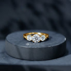 3 Stone Round Moissanite Crossover Engagement Ring D-VS1 - Rosec Jewels