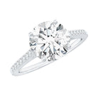 Certified Moissanite Round Cut Solitaire Ring with Side Stones D-VS1 - Rosec Jewels