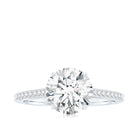 Certified Moissanite Round Cut Solitaire Ring with Side Stones D-VS1 - Rosec Jewels