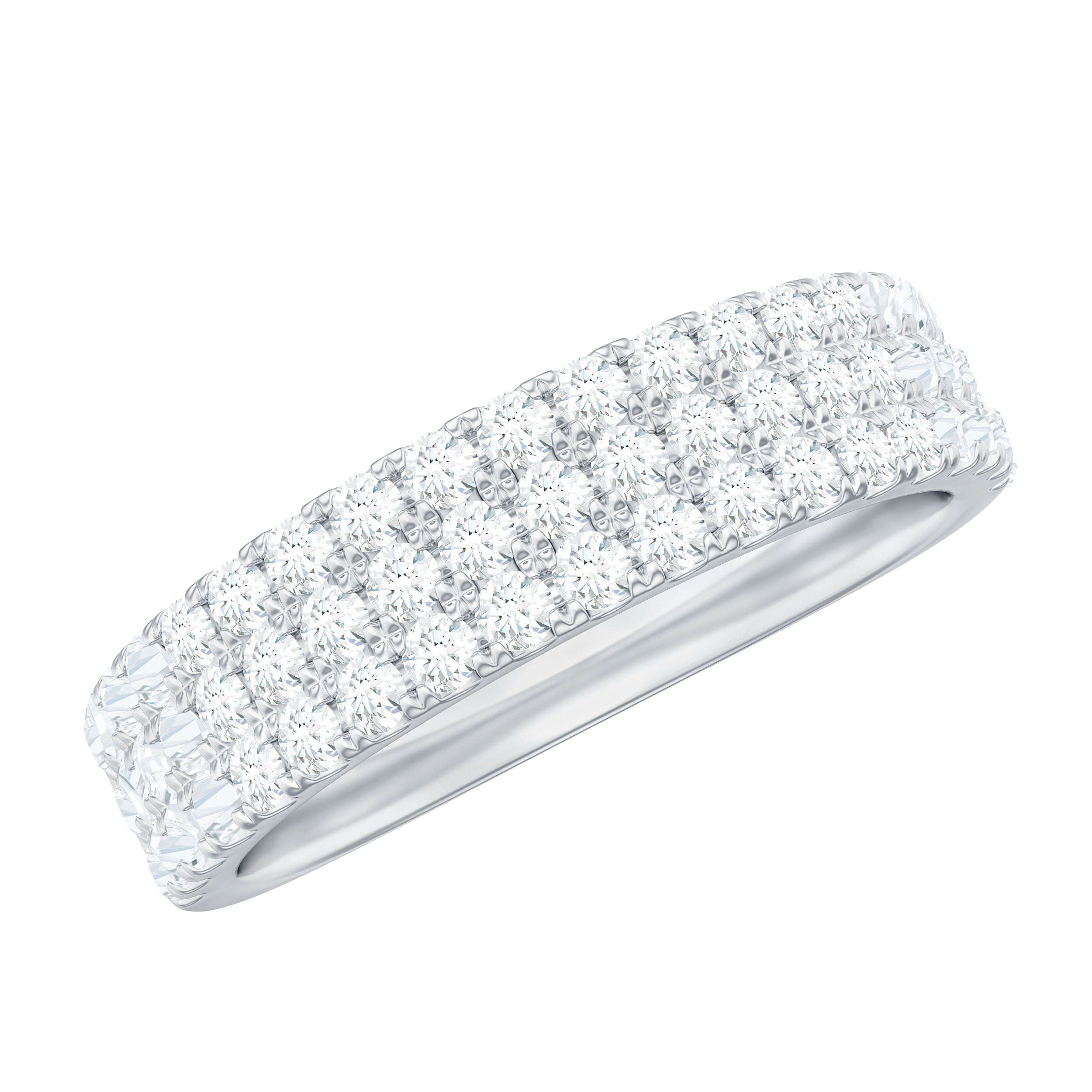 Natural Diamond Wide Half Eternity Band Ring Diamond - ( HI-SI ) - Color and Clarity - Rosec Jewels