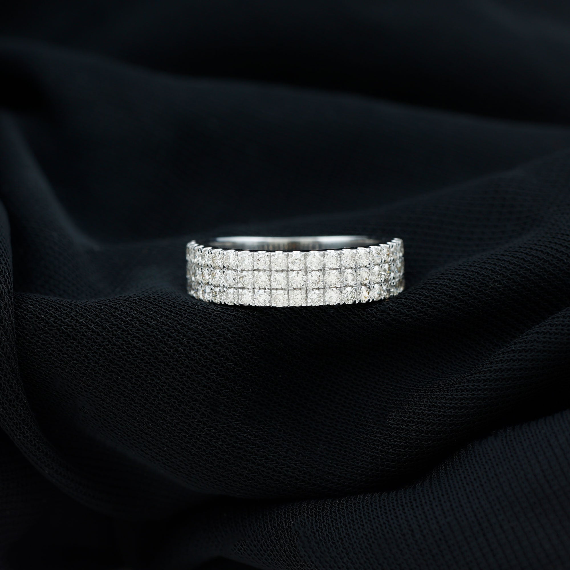 Natural Diamond Wide Half Eternity Band Ring Diamond - ( HI-SI ) - Color and Clarity - Rosec Jewels