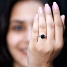 Cushion Cut Created Black Diamond and Diamond Solitaire Ring AAAA ( Synthetic ) - Rosec Jewels