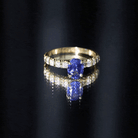 Certified 1.5 Carat Oval Lab Grown Blue Sapphire Engagement Ring with Diamond AAAA - Rosec Jewels