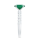 Natural 6X8mm Emerald Oval Engagement Ring with Diamond Side Stones AAA - Rosec Jewels