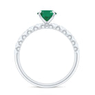 Natural 6X8mm Emerald Oval Engagement Ring with Diamond Side Stones AAA - Rosec Jewels
