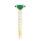 Natural 6X8mm Emerald Oval Engagement Ring with Diamond Side Stones AAA - Rosec Jewels