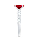 Certified 1.5 Carat Lab Grown Ruby Oval Engagement Ring with Diamond AAAA - Rosec Jewels
