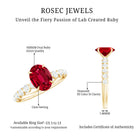 Certified 1.5 Carat Lab Grown Ruby Oval Engagement Ring with Diamond AAAA - Rosec Jewels