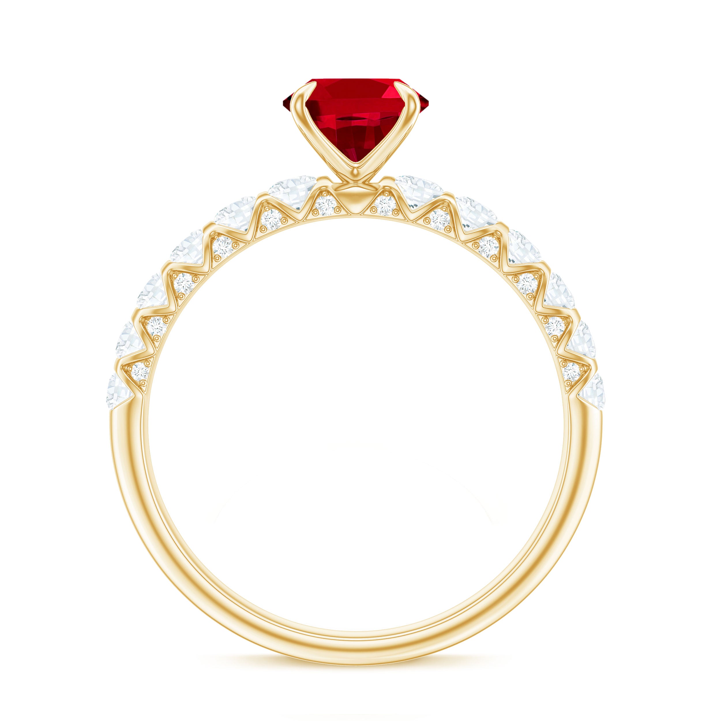 Certified 1.5 Carat Lab Grown Ruby Oval Engagement Ring with Diamond AAAA - Rosec Jewels