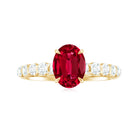 Certified 1.5 Carat Lab Grown Ruby Oval Engagement Ring with Diamond AAAA - Rosec Jewels